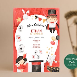 Magic Birthday Party Invite, Magic Birthday Invitation, Kids Magician Birthday, Magic Show Invitation, Magic Show Birthday Party