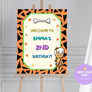 Bam Welcome Party Sign, Yabba Dabba Two Birthday Welcome Sign, Bedrock Party Banner, Editable Yabba Dabba Party Sign Decorations