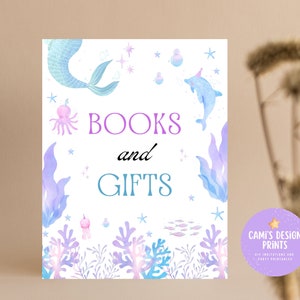 Mermaid Baby Shower Books and Gifts Sign (Digital Download)