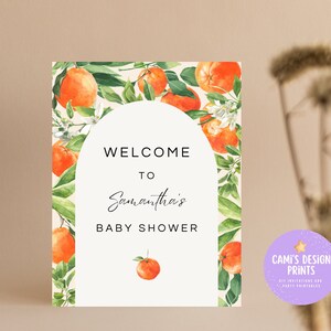 Citrus Baby Shower Welcome Sign: Editable Clementine Party Banner