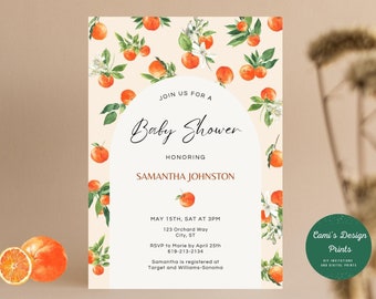 Little Cutie Baby Shower Invitation, A Little Cutie is On The Way Invite, Oranges Baby Shower Invitation, Clementine Baby Shower Invitation