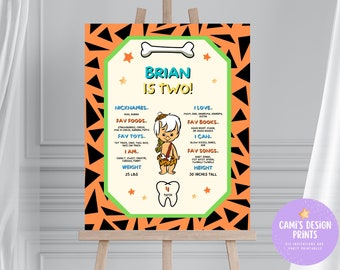 Yabba Dabba Two Milestone Sign: Bedrock Birthday Banner (Editable)