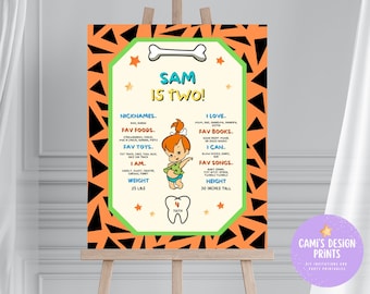 Pebbles Birthday Milestone Sign, Yabba Dabba Two Party Sign, Bedrock Party Banner, Editable Yabba Dabba Milestone Sign, Yabba Dabba Decor