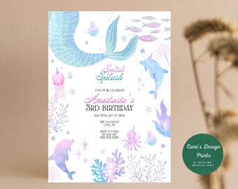 Editable Mermaid Birthday Invitation Template: Under the Sea Party
