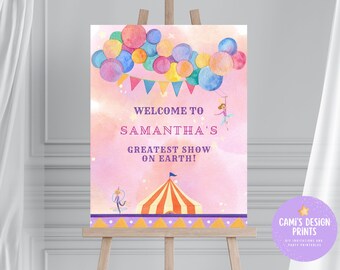 Panneau de bienvenue d'anniversaire de carnaval : décoration de fête sur le thème du cirque (imprimable)