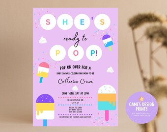 Popsicle Baby Shower Invitation: She's Ready to Pop, Editable Template