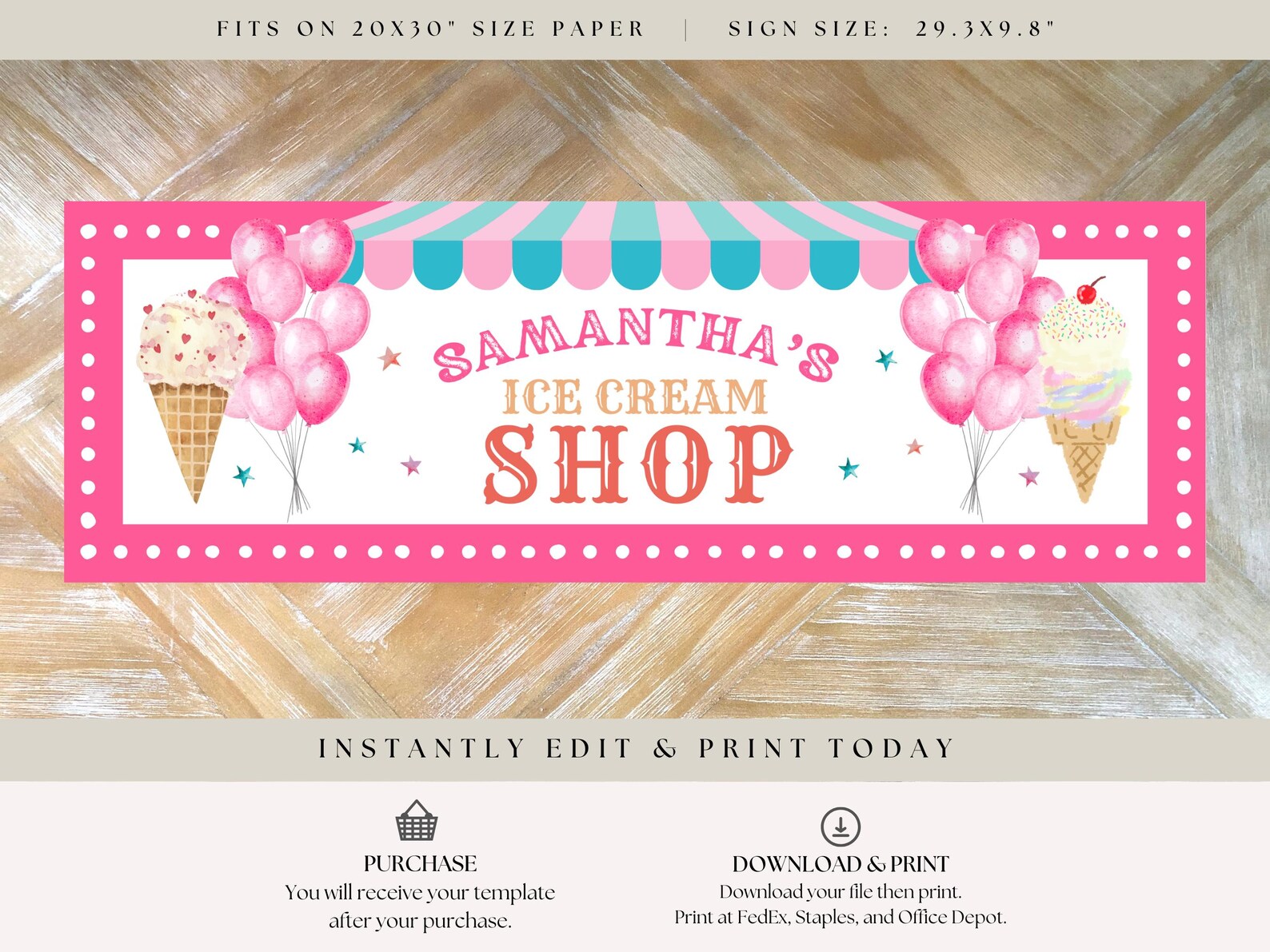 Ice Cream Shop Sign, Ice Cream Party Sign, Ice Cream Birthday Party ...