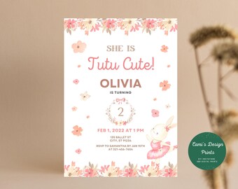 She Is Tutu Cute Editable Invitation, Someone Is Turning Tutu Template, Ballet Tutu Instant Download