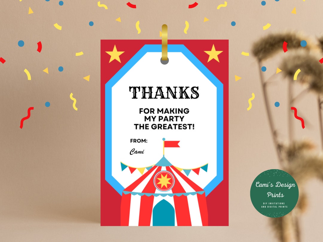 Carnival Thank You Tag, Carnival Party Favor Tag, Carnival Gift Tags ...