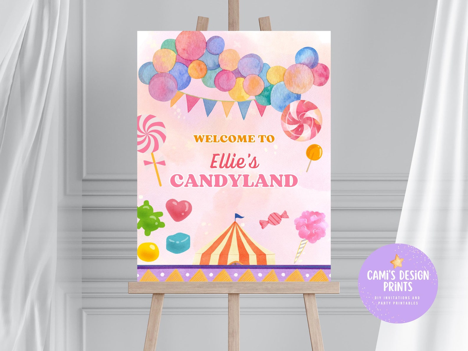 Candy Kland Sign Editable Candyland Welcome Sign Template: Sweets Birthday Party ...
