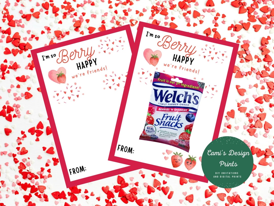Valentines Day Fruit Snack Card Printable, Berry Happy We're Friends ...