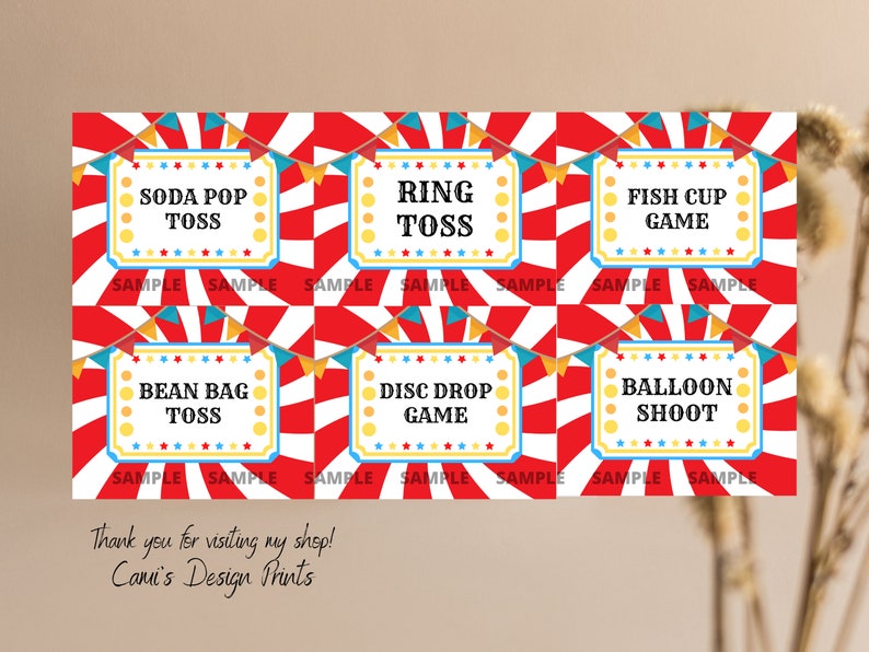 Carnival Games Sign, Circus Party Sign, Printable Editable Sign ...