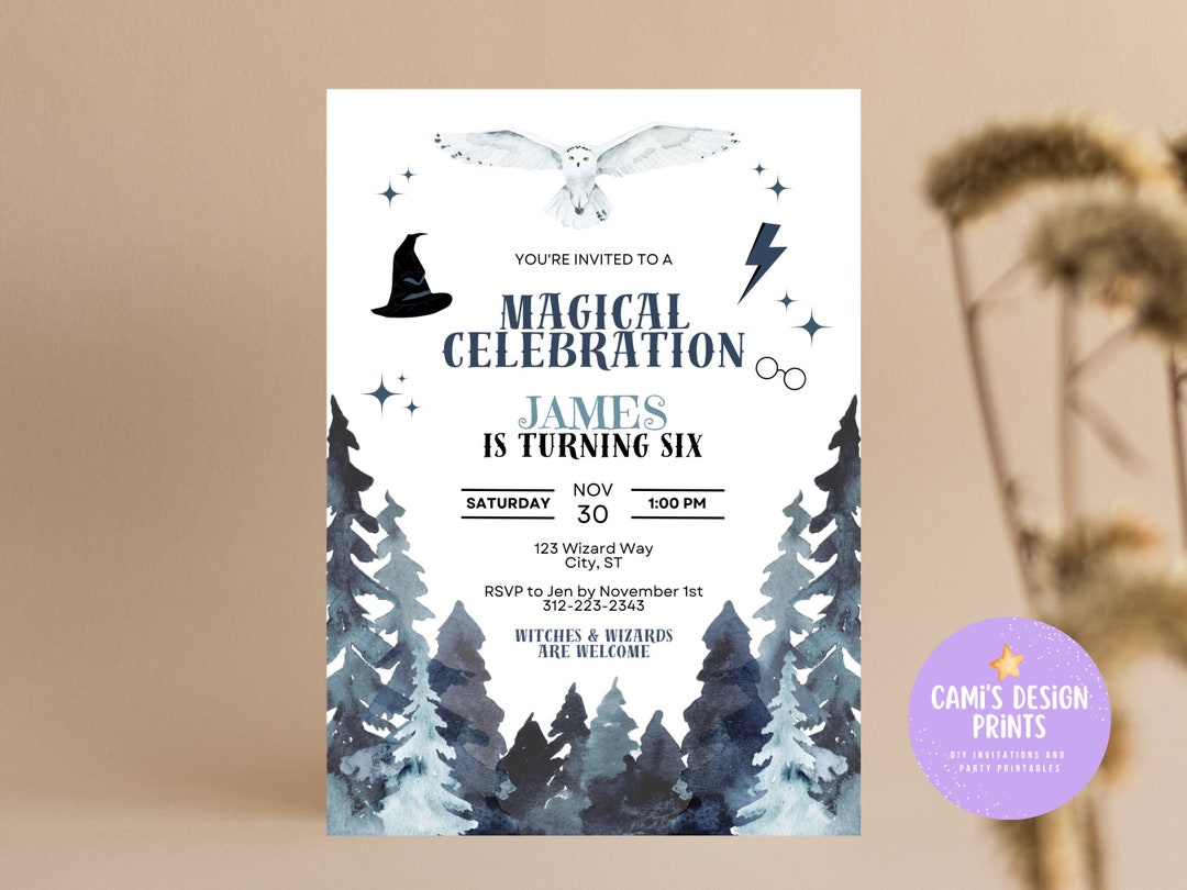 Practical Magic Invitations Editable Magical Wizard Birthday Party Invitation, Magical Birthday ...