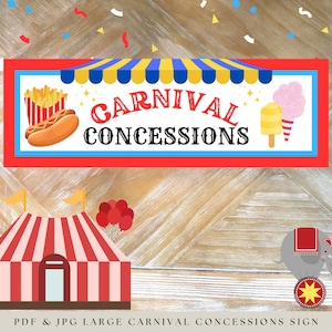Carnival Concessions Sign: Birthday Party Decor (PDF & JPG)