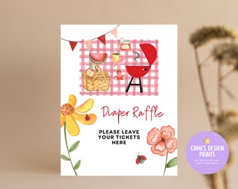 Baby-Q Diaper Raffle Sign: BBQ Baby Shower Game (8.5x11)