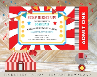 Carnival Ticket Birthday Invitation: Printable Circus Party Invite