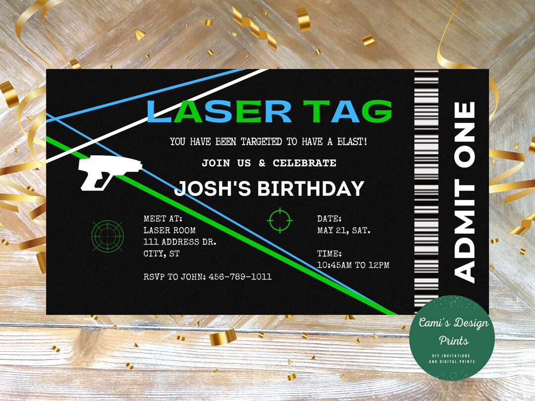 Laser Tag Invite, Laser Tag Party Invite, Laser Tag Birthday Instant ...