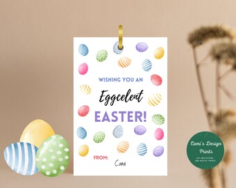 Easter Gift Tags, Easter Gift Favors, Have an Eggcelent Easter Party Treat Bags, Printable Happy Easter Card, Instant Download