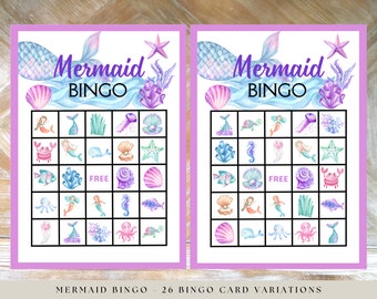 Mermaid Bingo Game: Under the Sea Party (PDF Download)
