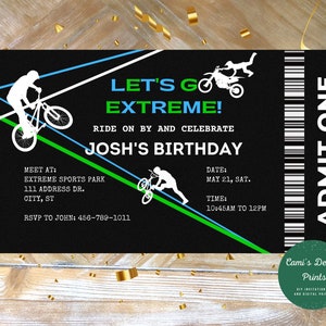 BMX Birthday Invite, Dirtbike Kid Invitation, Biking BMX Party Invitation, Biker Birthday Party, Extreme Bike Invitation, Digital Invitation