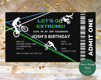 BMX Birthday Invitation: Extreme Bike Party, Dirtbike Design (Digital Invitation)