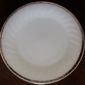 Vintage - Fire King Milk Glass Swirl with Gold Rim