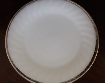 Vintage - Fire King Milk Glass Swirl with Gold Rim
