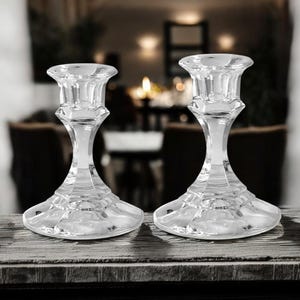 Pair of vintage 24% Full Lead Crystal American crystal glass candle stick holders