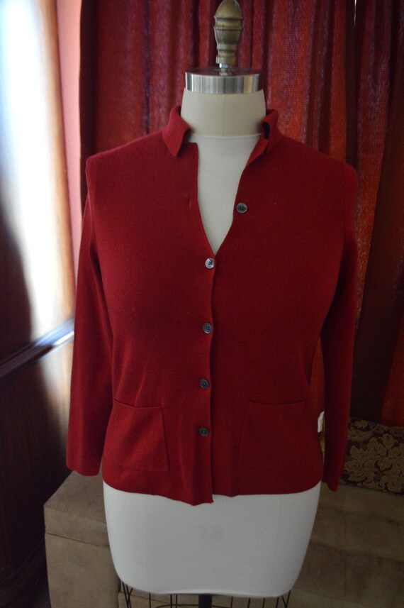 Vintage Charter Club Red Cardigan - Wool Blend