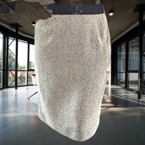 Vintage 90s Tweed Pencil Skirt 12 Black Tan