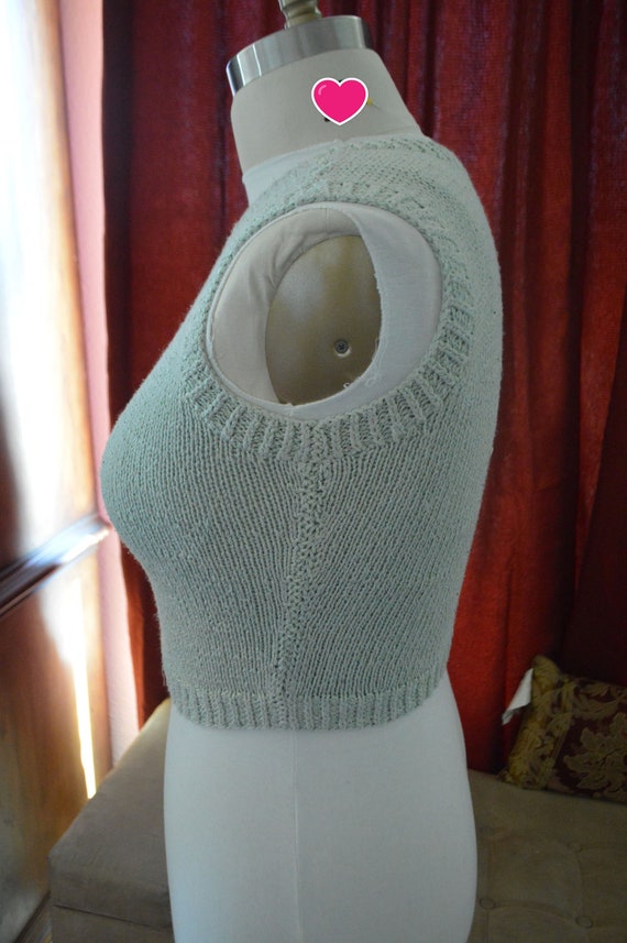 Vintage Hand Knit Waist Length Vest 80's. - image 4