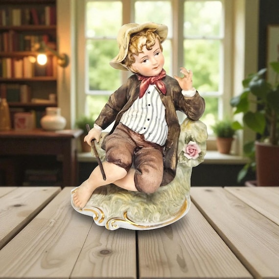 Lefton Japan #282 Seated Farm Boy Figurine – Hand-painted Bisque