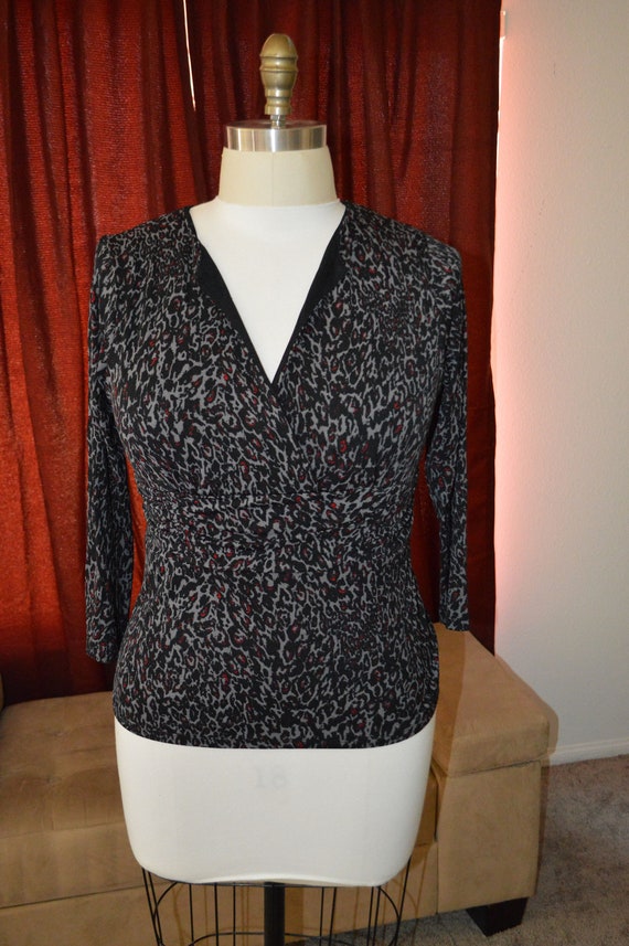 Vintage Charter Club Animal Print Blouse XL - image 4