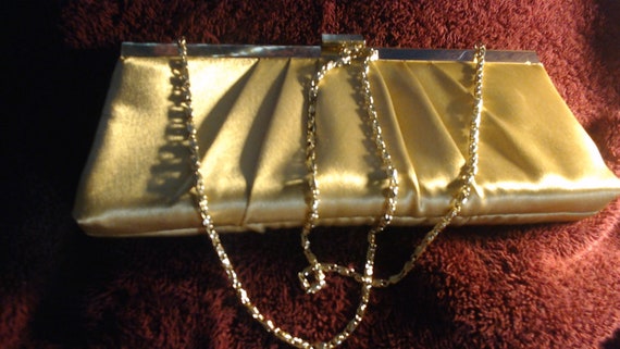 Vintage 1960's Gunne Sax Satin Gold Evening Purse… - image 1