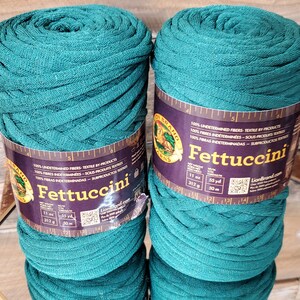 2 Skeins of Lion Brand Fettuccini Fabric Remnant Yarn - Green - 29.5 oz Lot #125