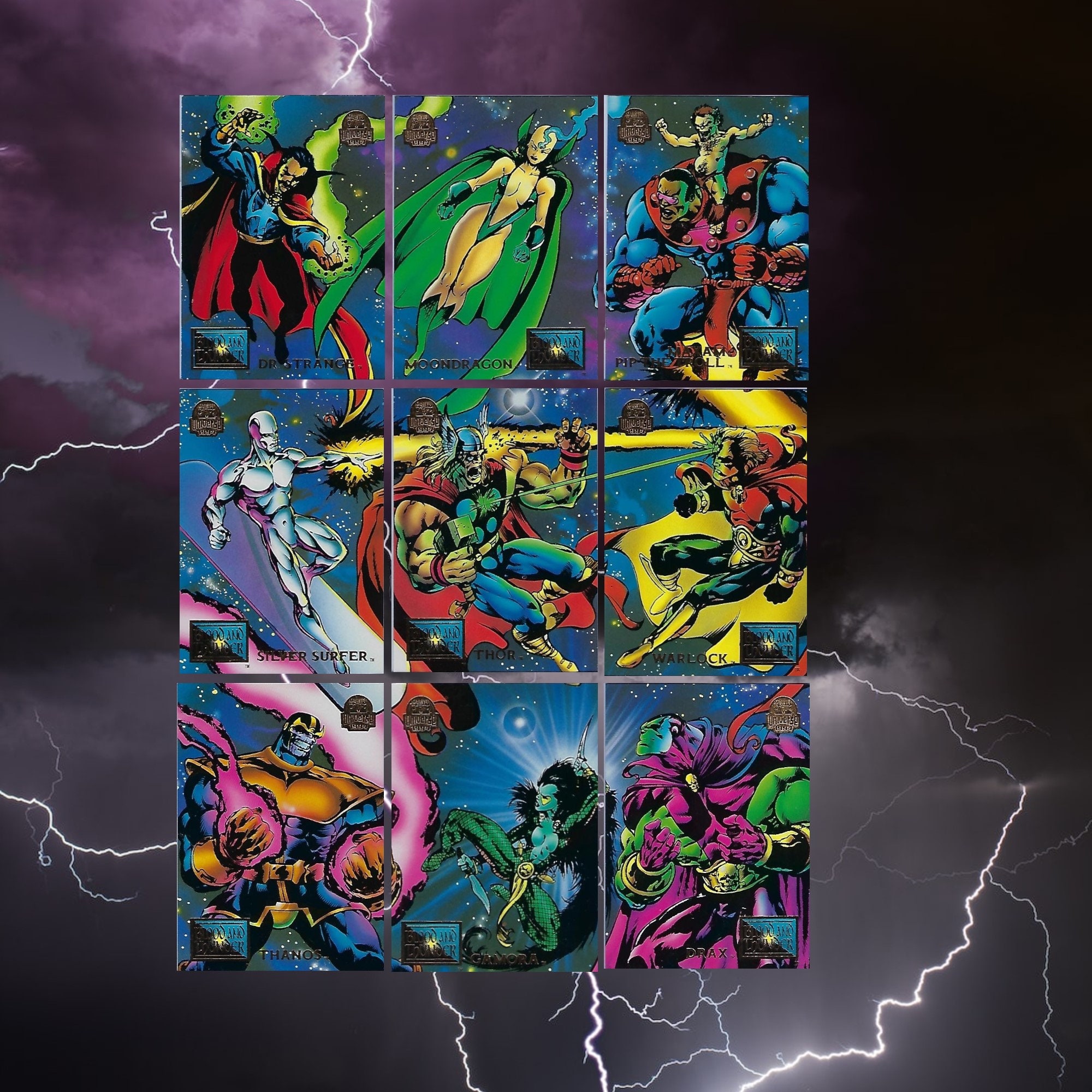 1994 Marvel Trading Cards -full Set of 9 - Blood & Thunder - Blood