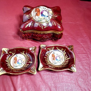 H. Bequet quaregnon Cigarette Box & Set of Ashtrays Circa 1940.