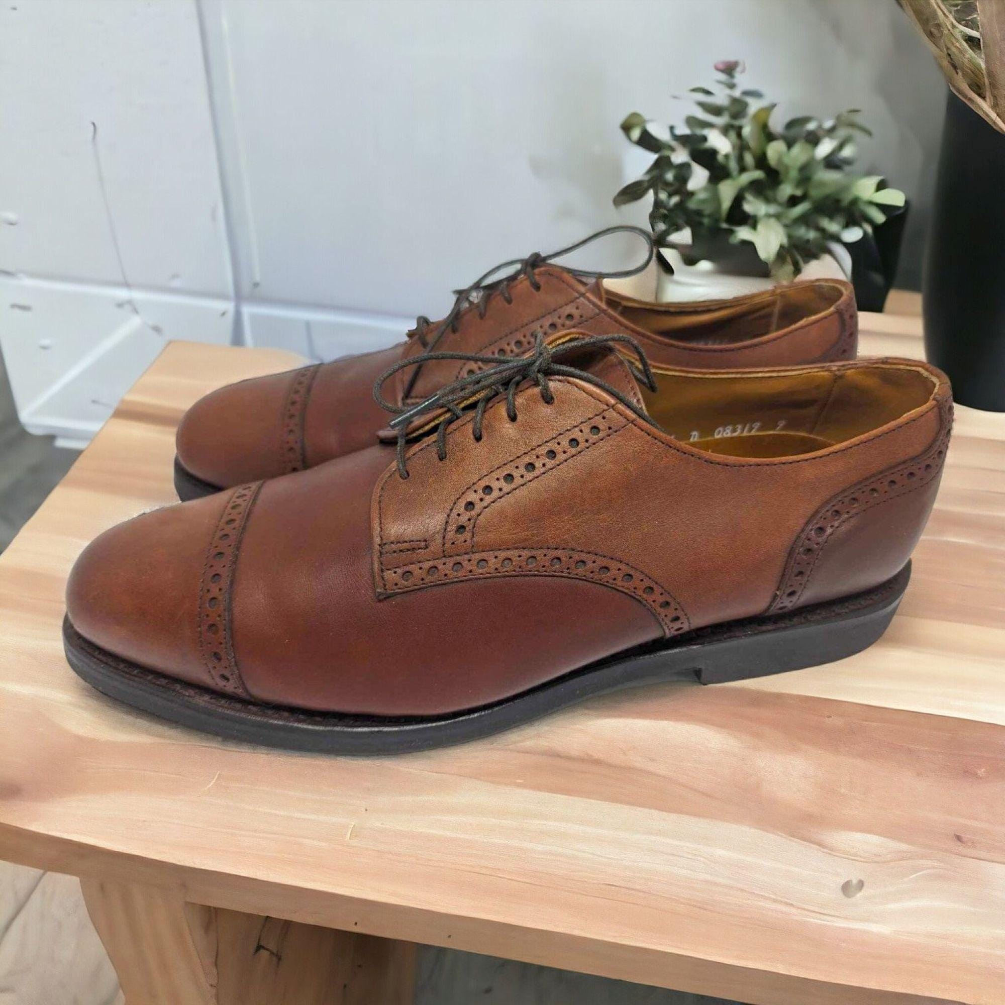 旧規格未使用品Allen Edmonds ブラウン Allen Edmonds Saddle Dark Brown Leather Oxford Mens Size 9.5