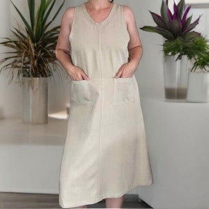 Vintage 90s TY Original Wear Beige Midi Dress Size 12 Petite Boho Summer Fall