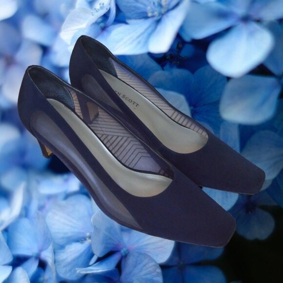 Karen Scott Navy Blue Mesh Square Toe Low Heels Size 5 1/2 M Office Siren -  Etsy