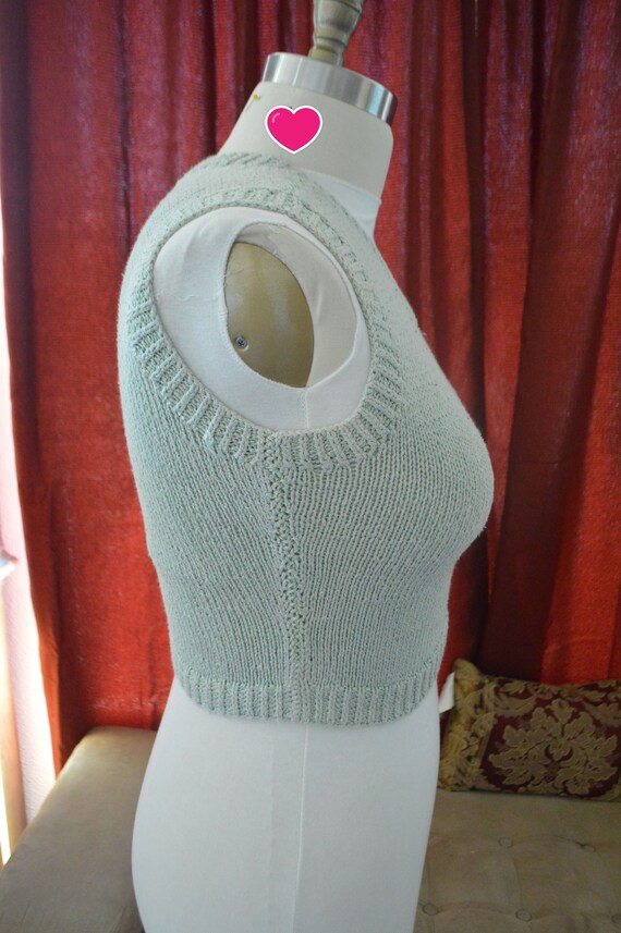 Vintage Hand Knit Waist Length Vest 80's. - image 2