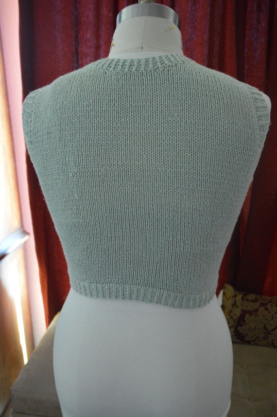 Vintage Hand Knit Waist Length Vest 80's. - image 3