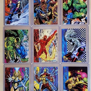 Marvel Universe Series 5 (1994) BASE Sammelkarten Falkenauge-Hobgoblin Hulk-Hulk 2099-Mensch-Fackel-Hülle-Unsichtbare Frau-Iron Man-Jubiläum