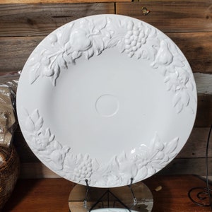 Antica Fornace White Embossed 18.5&quot; Round Serving Platter - Made in Italy  -  Great Turkey Platter