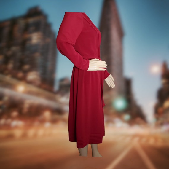 Vintage 1970's Albert Nipon Pleated Wrap Dress - … - image 4