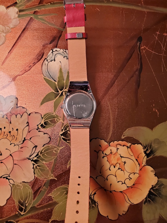 Vintage Japan Movt Ladies Watch w/ Red Band Vintage Japan Movt Ladies Watch With Red Leather Band - Etsy main image 4