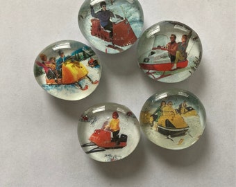 Vintage Snowmobile Magnets