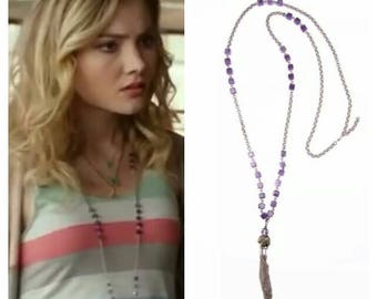 Amethyst Tassel Necklace, Pyrite, Chain, February Birthstone, Gemstones, Boho Jewelry, Chain Tassel, Rhinestones, As seen on TV The DUFF.