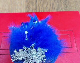 Women\'s Classic French Wool Beret Pearl & Rhinestone Embellishment Hat RoyalBlue Royal Blue Beret With Pearls White Pearls Beret Perl  main image 4
