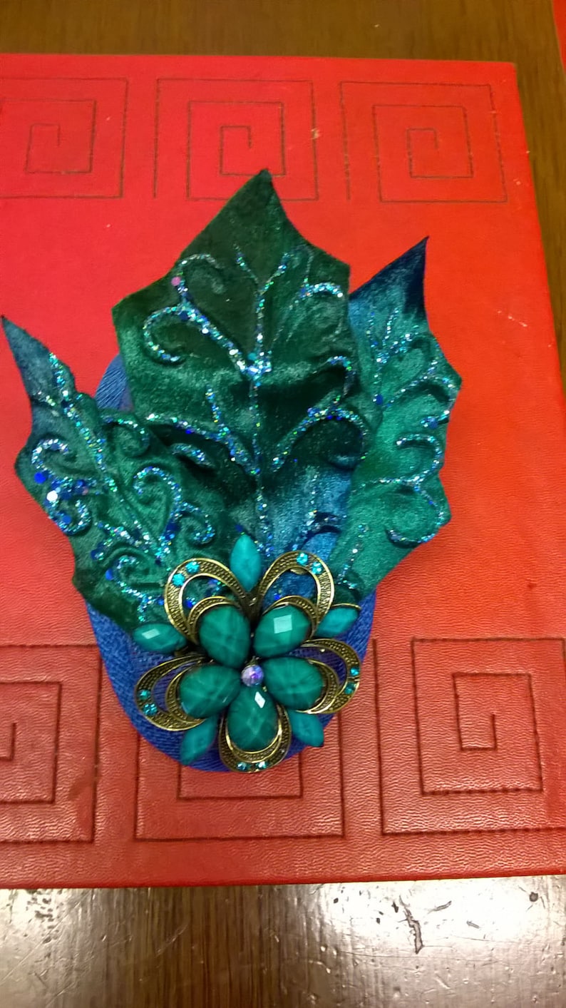 Royal Blue and Green Fascinator Etsy UK